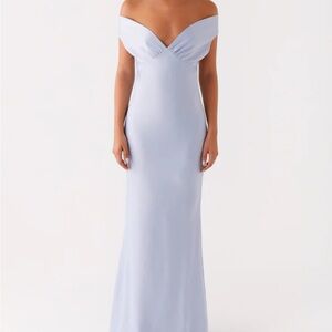 Peppermayo Strapless Light Blue Maxi Dress